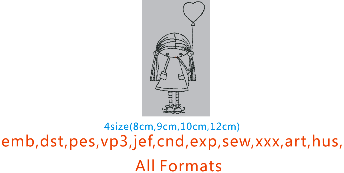 girl embroidery designs Digital Download files emb dst pes vp3